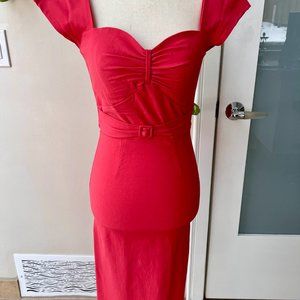 RARE Sexy Stop Staring Cap Sleeve Retro Pinup Pencil Wiggle Dress w/ Cap Sleeves
